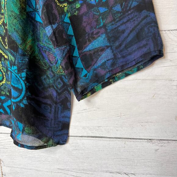 Chicos Blouse Womens Size 3/XL Colorful Paisley Geometric Floral 100% Silk - Picture 5 of 16